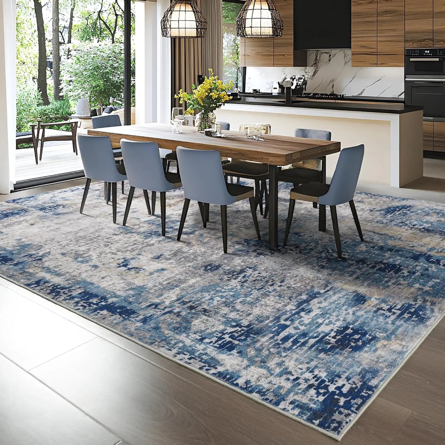 NoahasCN Modern Abstract Living Room Area Rug Non Slip
