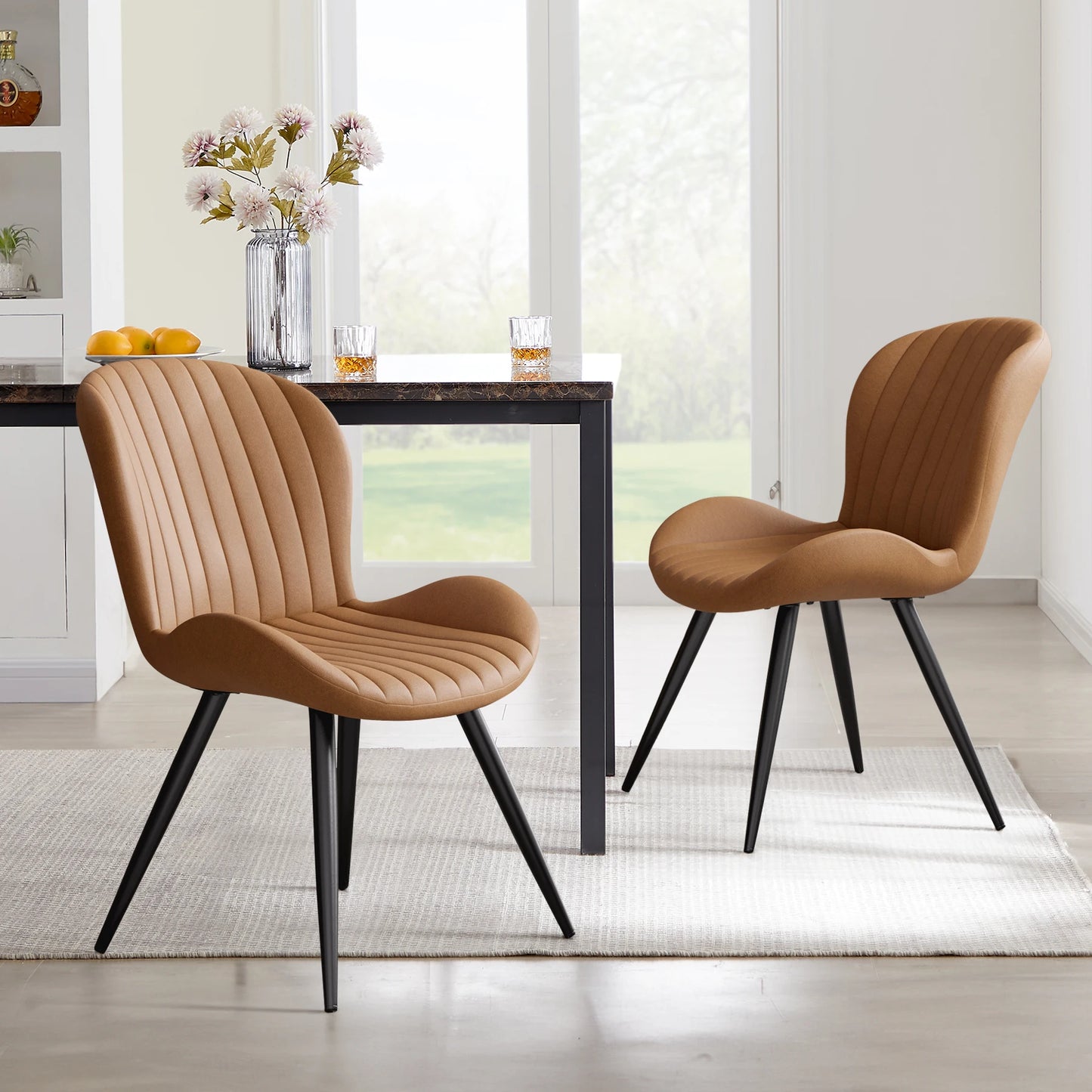 Nalupatio Dining Chair Set of 2 Modern Cushioned Backrest