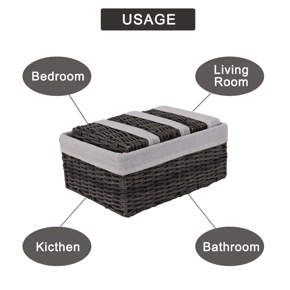 Guangdong Handmade Wicker Storage Baskets Set For Home