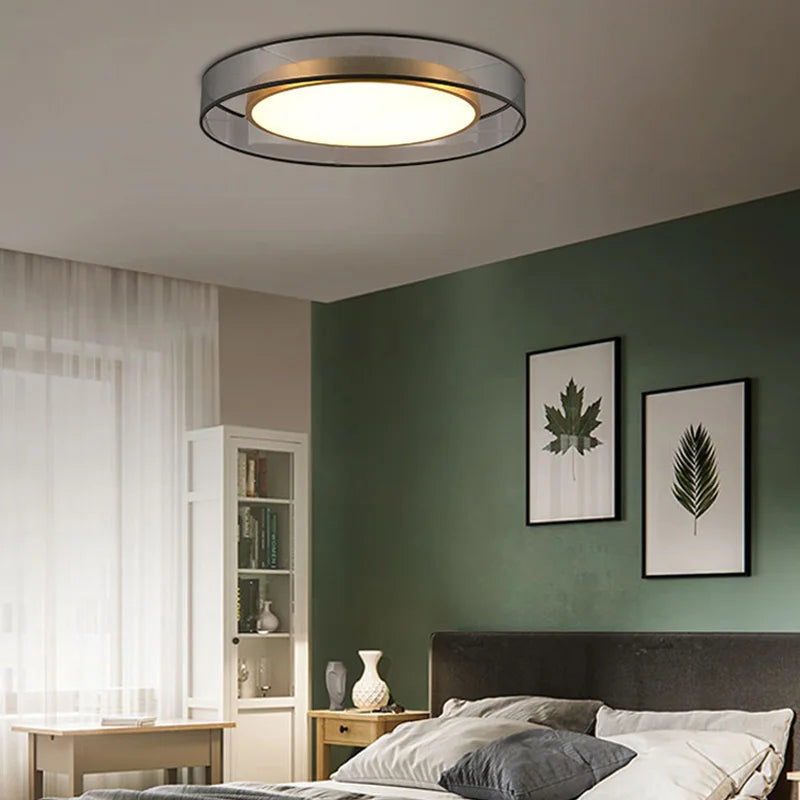 LED Ceiling Light All Copper Modern Nordic Round Decorative Light for Living Room and Bedroom