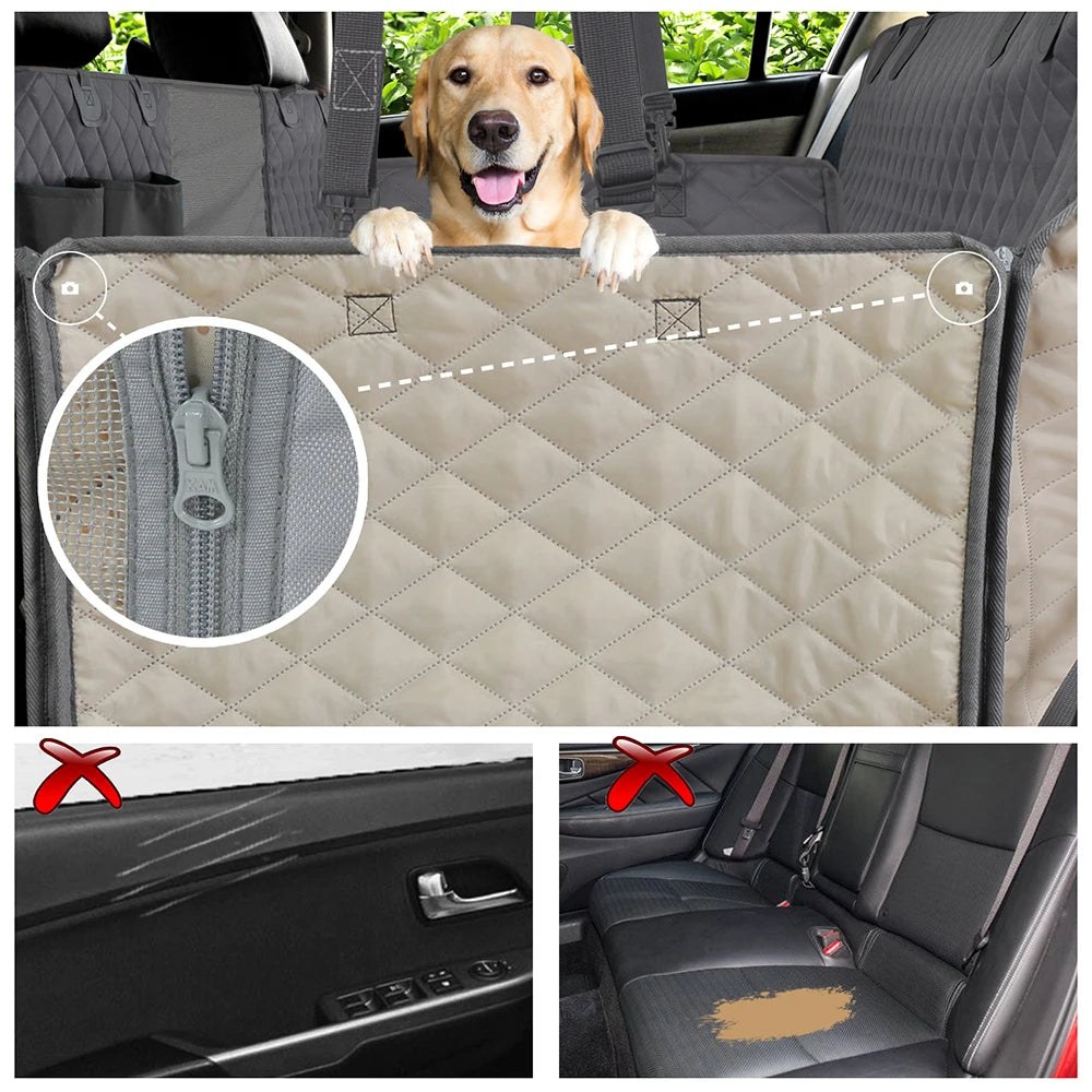 Petravel Waterproof Dog Car Seat Cover Hammock Rear Seat Protector for All Breeds