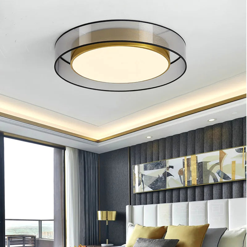 LED Ceiling Light All Copper Modern Nordic Round Decorative Light for Living Room and Bedroom