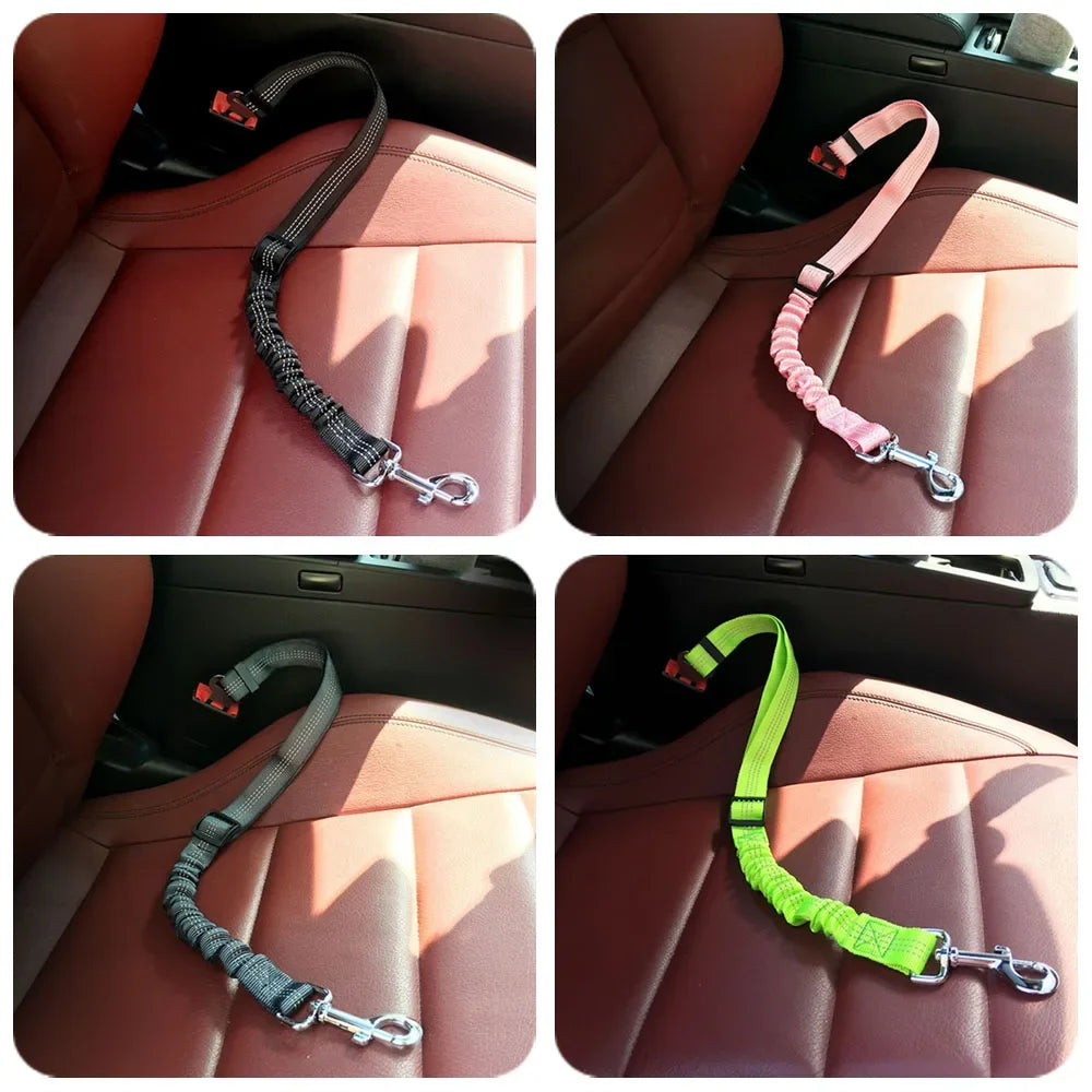 Pet Dog Car Seat Belt Retractable Elastic Reflective Safety Traction Rope Harness Accessories