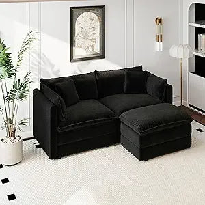 Modular Sectional Sofa Modern Convertible Loveseat Couch 77.16 Inch Deep 2-Seater Comfy Chenille Cloud Sofa