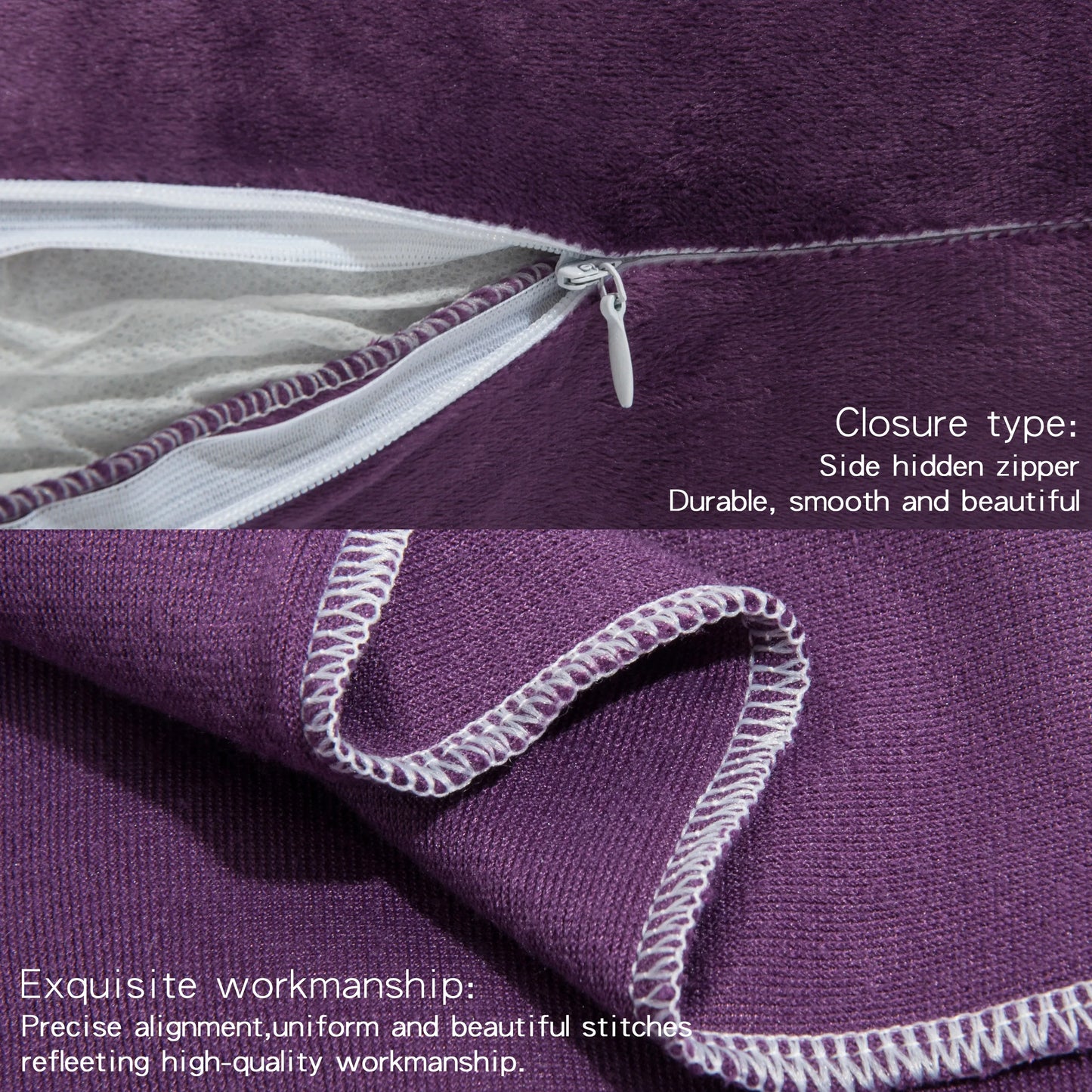 Ntbay 2 Pack Velvet Hidden Zippered Pillowcases Super Soft Cozy