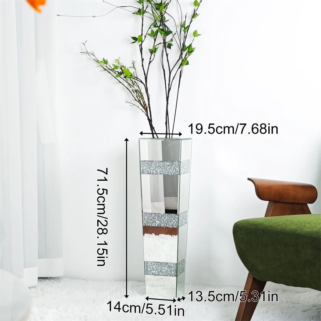 Function Modern Floor Vase Crystal Mirrored Flower Vase