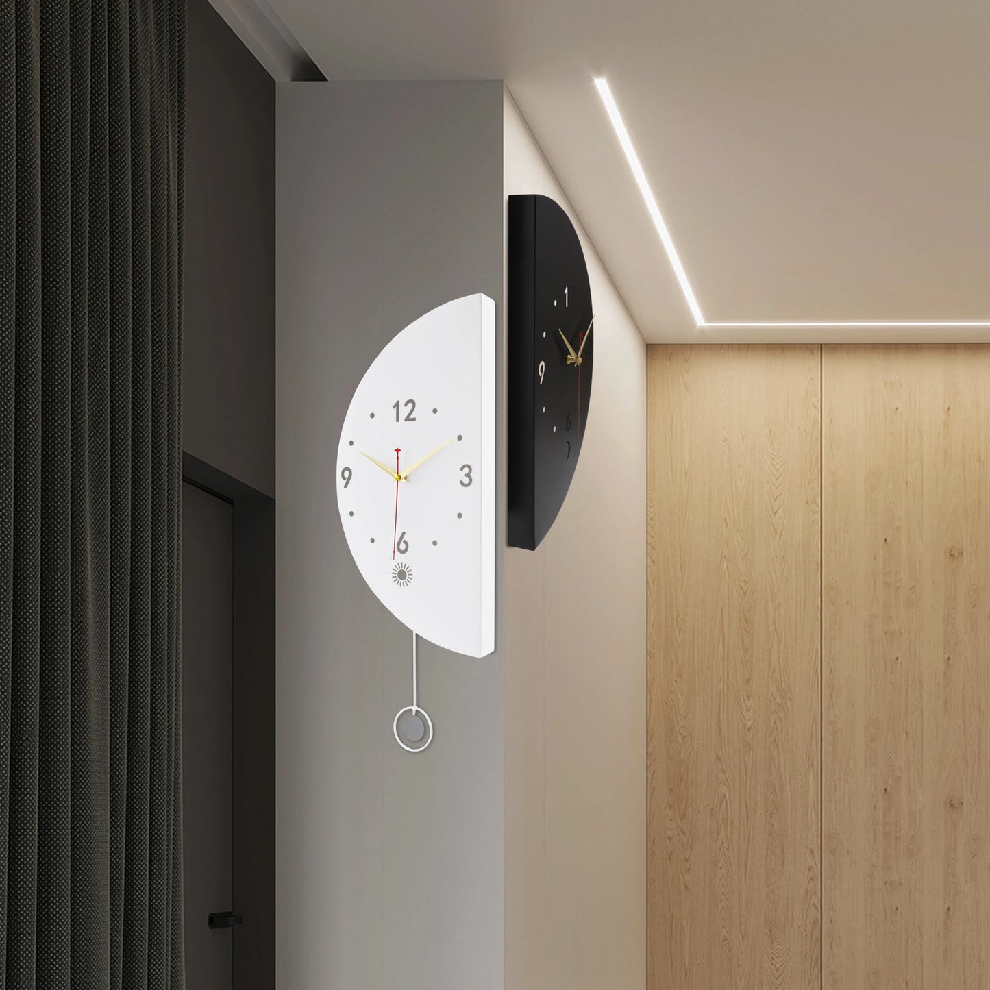 Double Sided Corner Wall Clock Modern Wall Mount Living Room