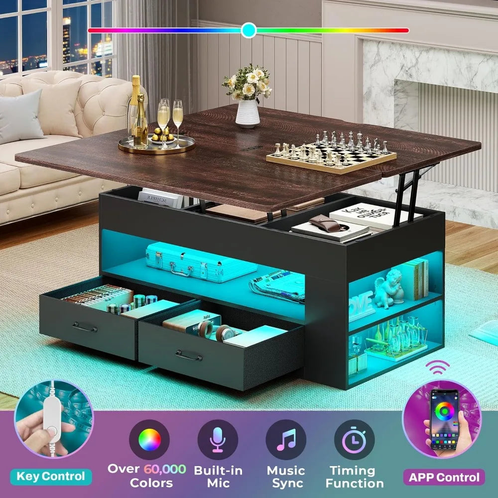 Lift Top Coffee Table With Storage And Hidden Compartment