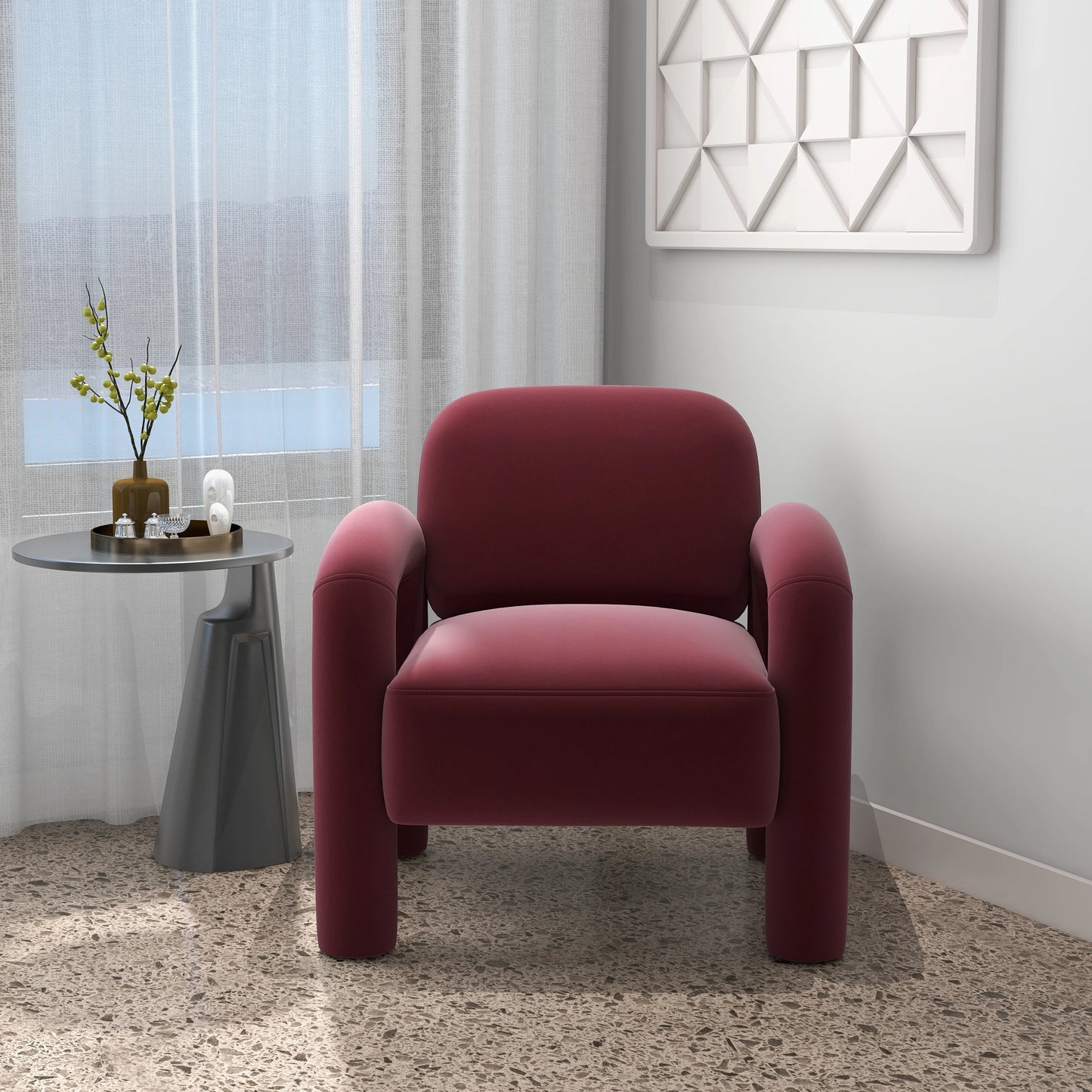 SEYNAR Mid Century Modern Velvet Upholstered Accent Chair