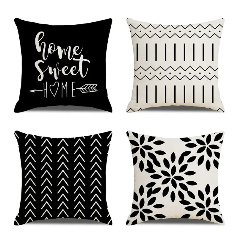 Four Pack Pillow Covers Polyester Cotton For Sofa Decor