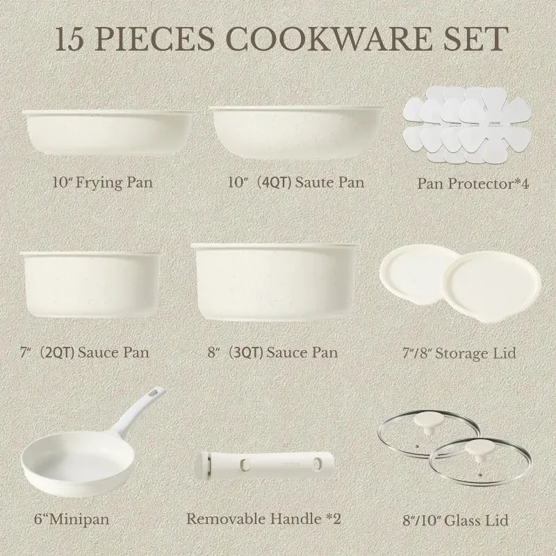Carote Nonstick Cookware Sets, Non Stick Pots and Pans Set with Removable Handle