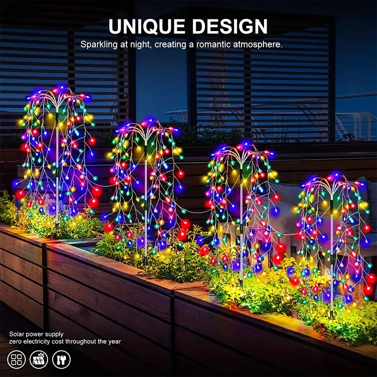 WELPUR Solar Firecracker LED Lights For Garden Decor