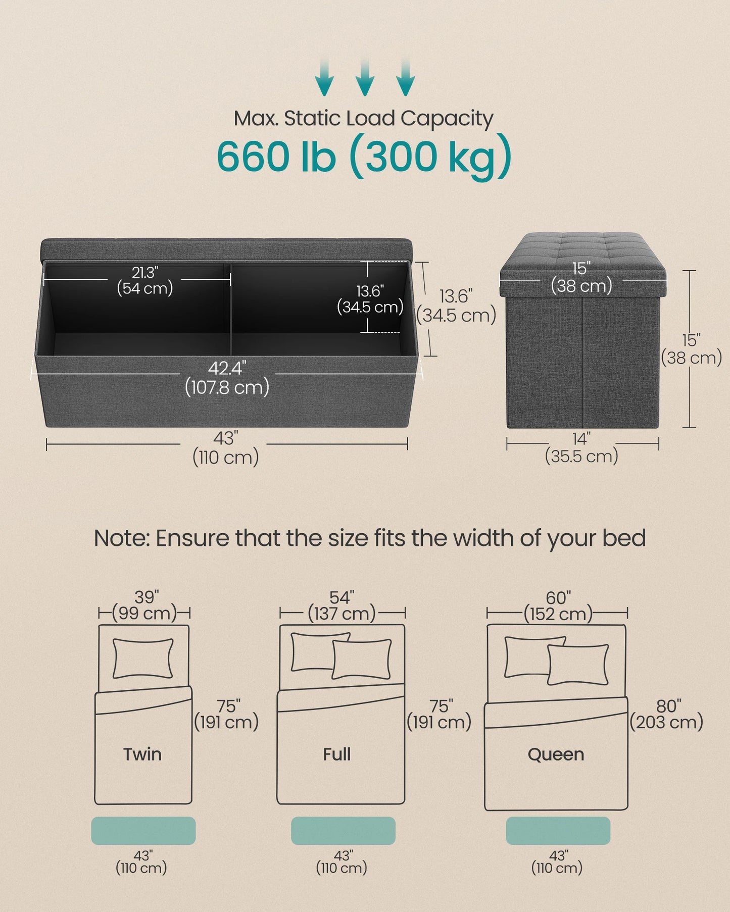 Songmics Mazie Folding Storage Ottoman Bench End Of Bed