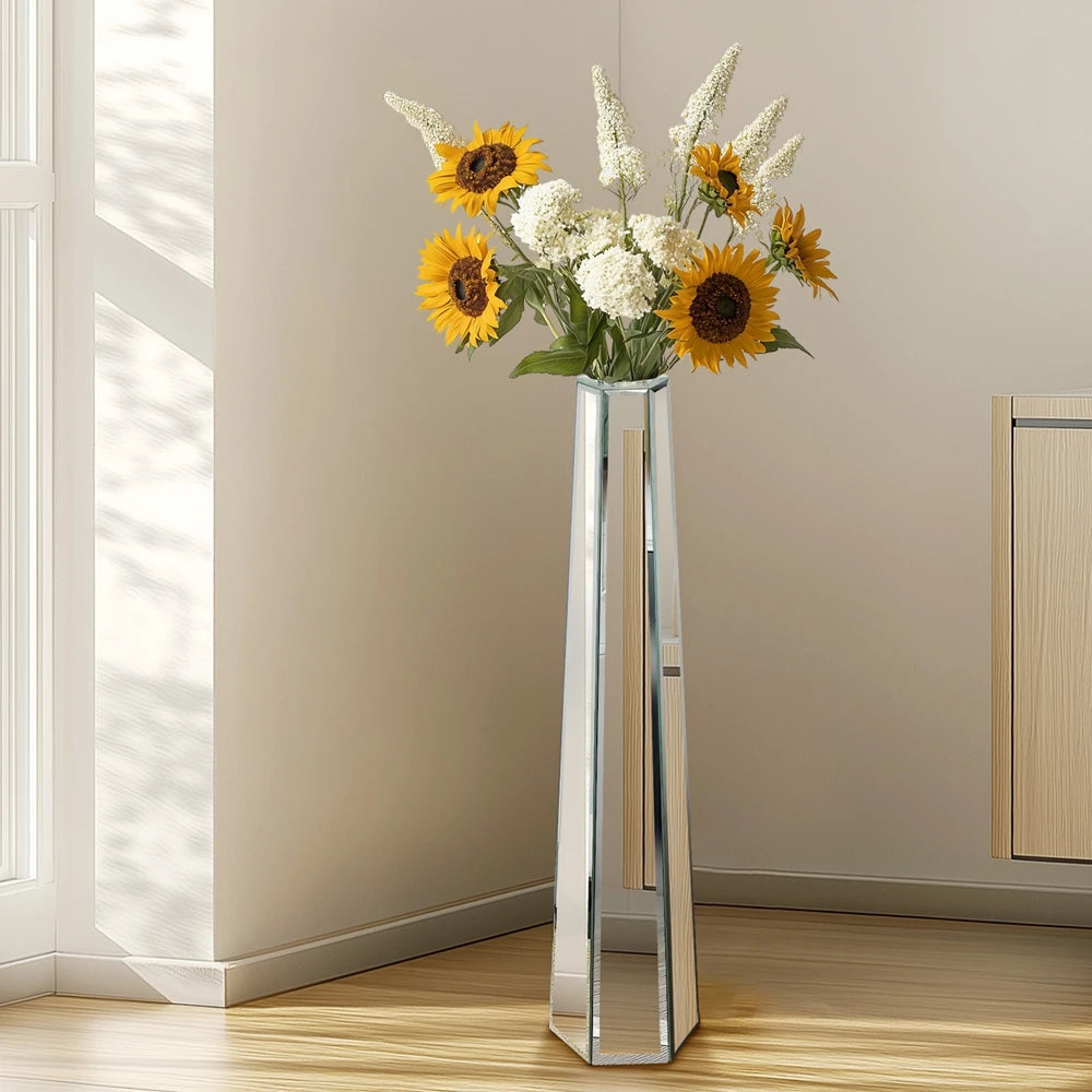 Function Mirrored Glass Floor Vase Modern Home Decor
