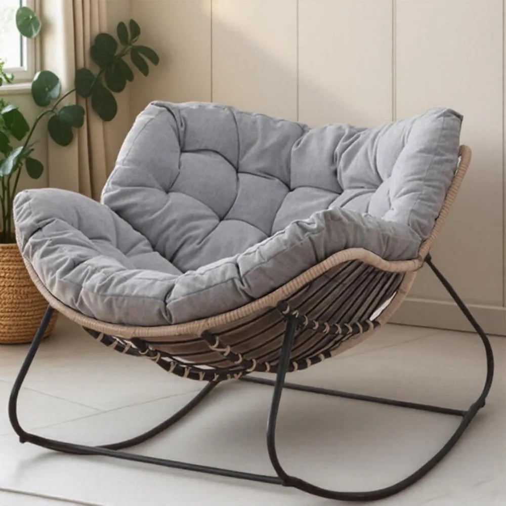 Oversized Wicker Egg Chair With Cushion For Indoor Outdoor Use