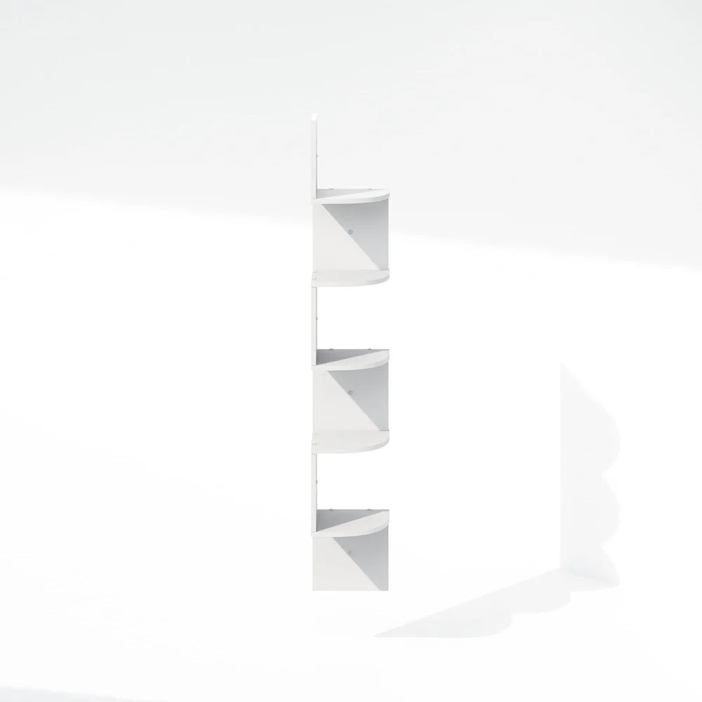 5-Tier Floating Corner Shelf Wall Mount Storage Display Unit Indoor Use Durable Composite Wood Easy Assembly