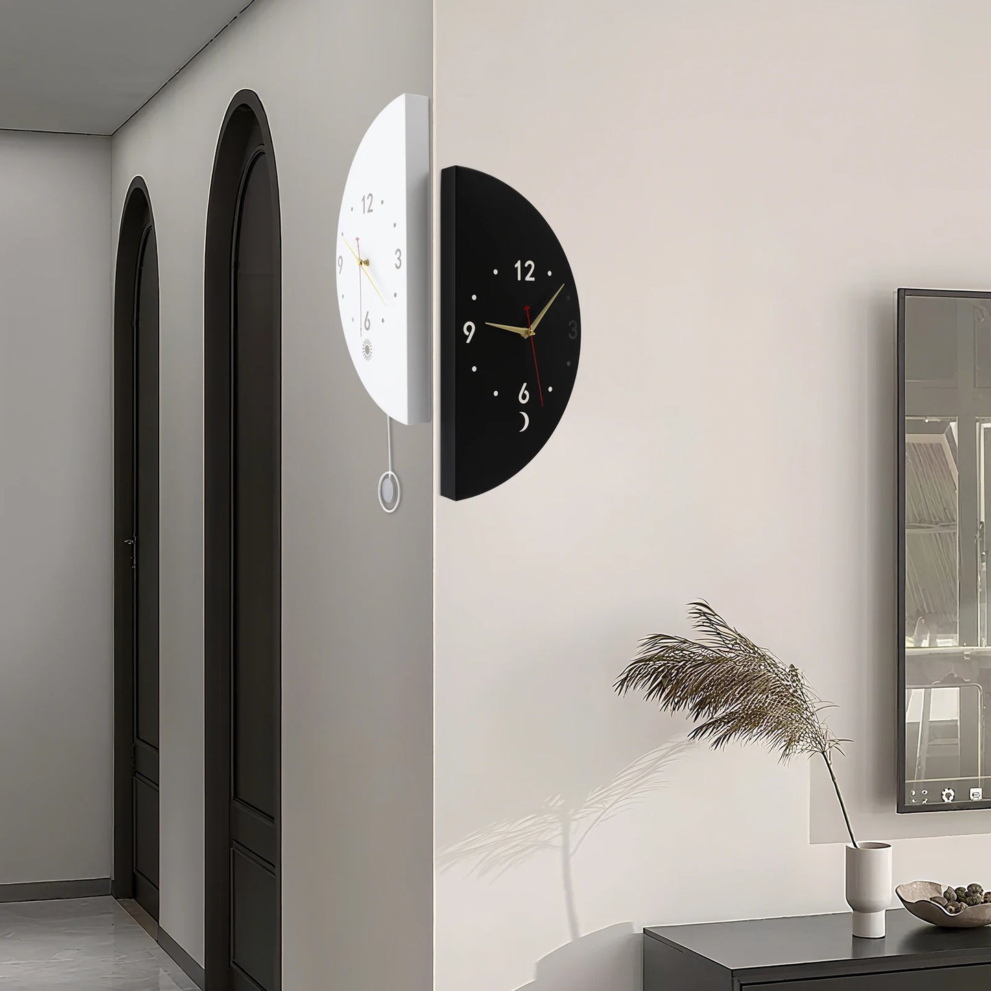 Double Sided Corner Wall Clock Modern Wall Mount Living Room