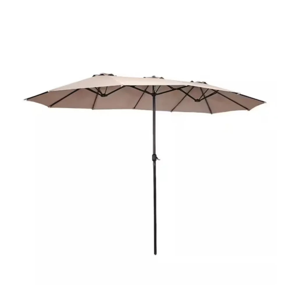 Outdoor 15 Feet Steel Market Patio Umbrella Double Sided Twin Umbrella with Crank