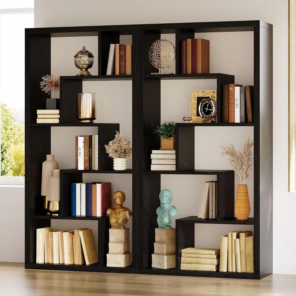 IRONCK Geometric Six Shelf Industrial Bookcase Etagere Display