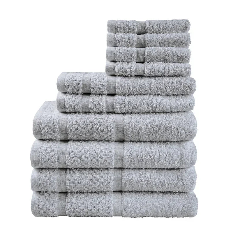 10 Piece Grey Towel Set with Upgraded Softness and Durability