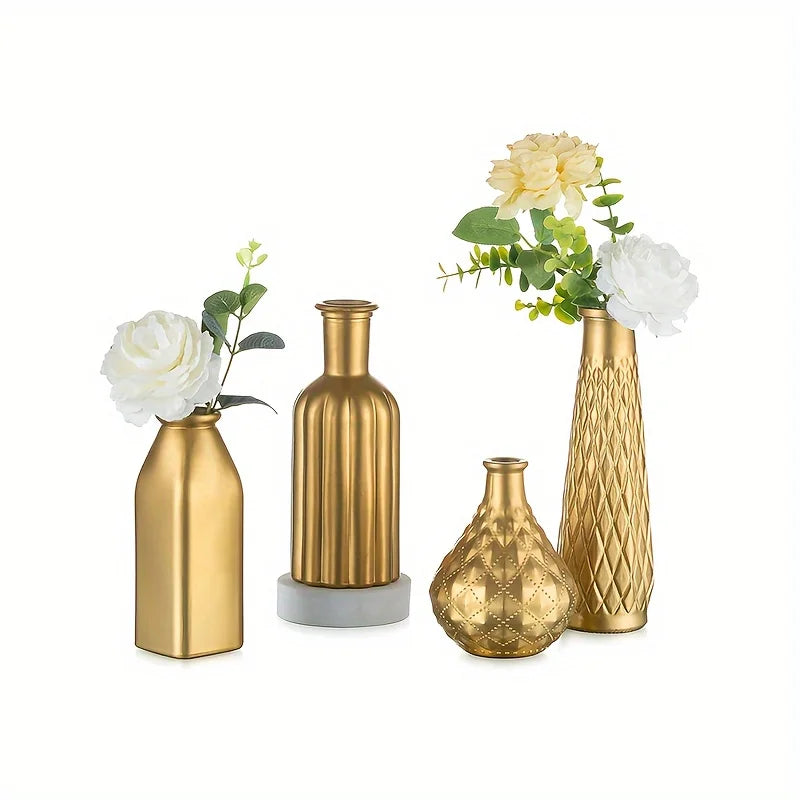 Function Cylindrical Gold Glass Vase Centerpiece Decor