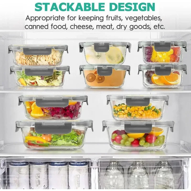 Glass Food Storage Containers with Lids Set, Airtight Meal Prep Containers