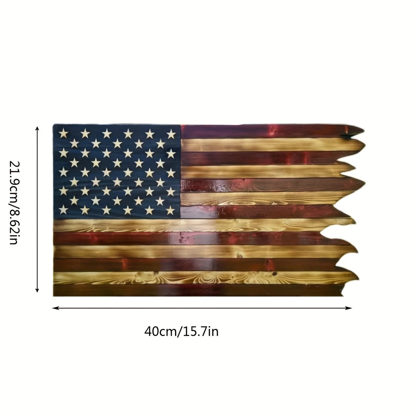8 Inch by 15 Inch American Wavy Flag Wooden Independence Day Decoration for Home Restaurant Bar Cafe and Garage Christmas Gifts
