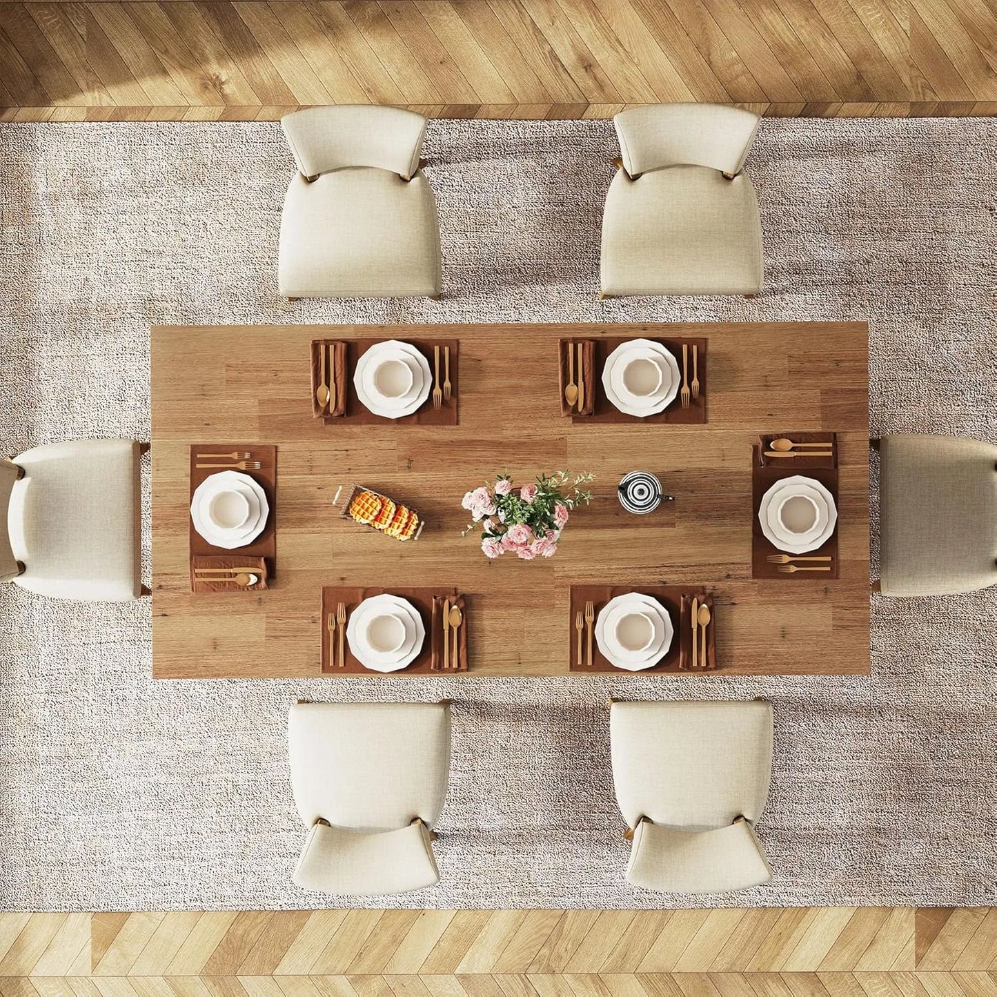 LITTLE TREE Farmhouse Dining Table For Dining Room