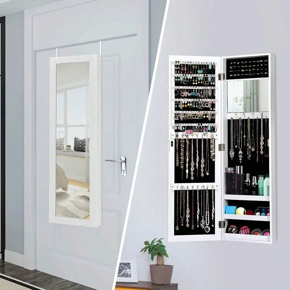 CN Mirrored Jewelry Cabinet Armoire Wall Mounted Organizer