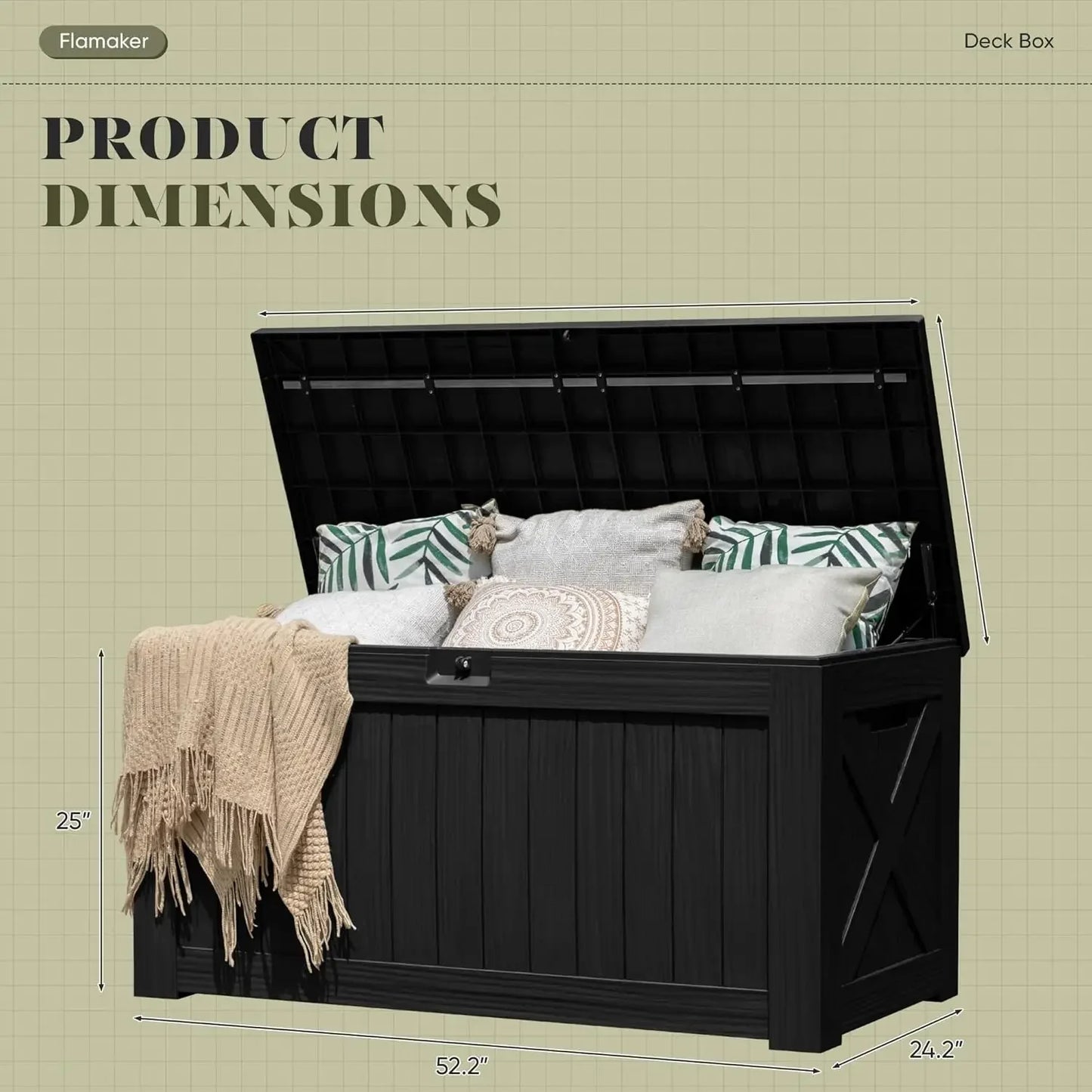 Resin Deck Box 120 Gallon Waterproof Large Storage Solution Imitation Wood Design for Outdoor Indoor Use