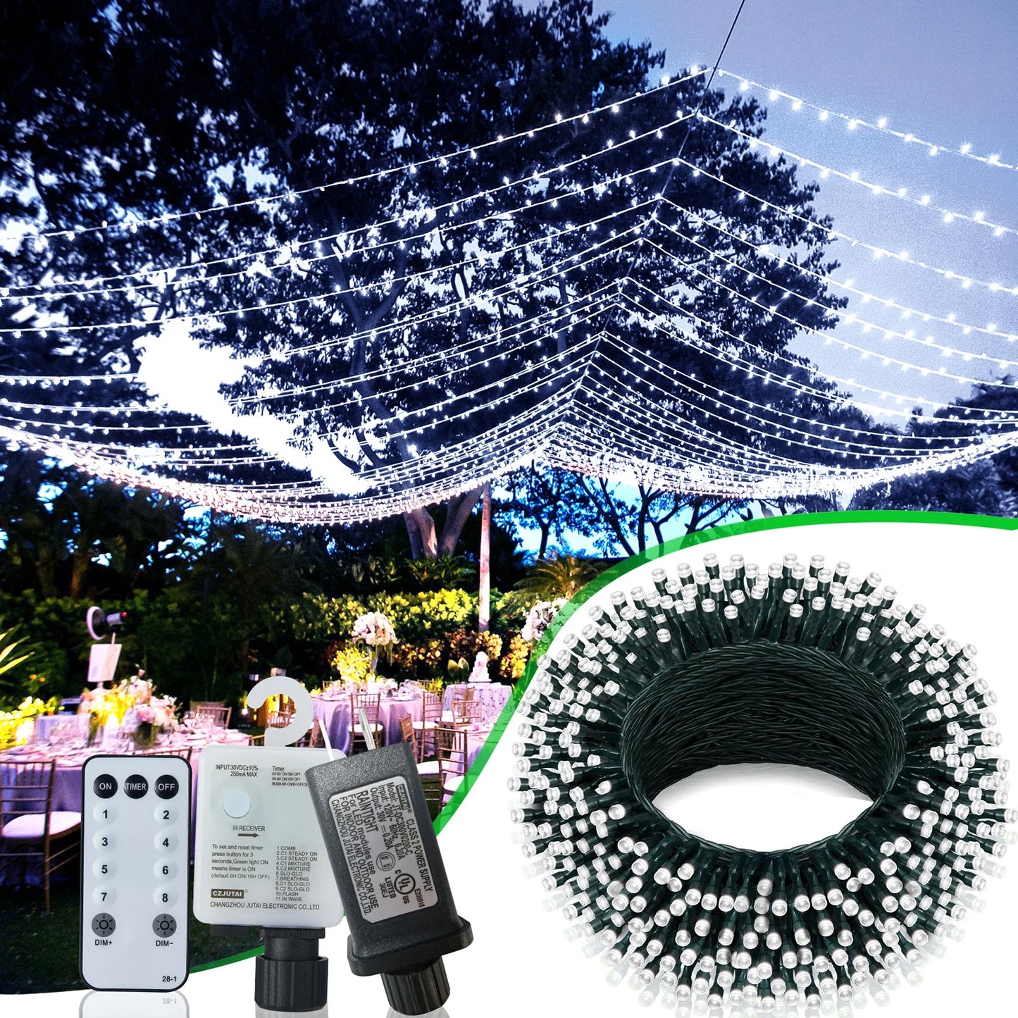 NoHign Christmas Lights Waterproof String 8 Modes Timer