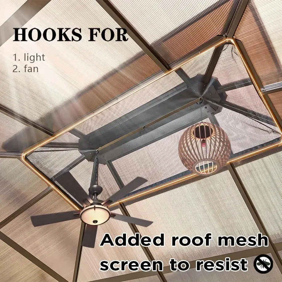XMSJ Hardtop Gazebo Aluminum Frame With Curtains Netting