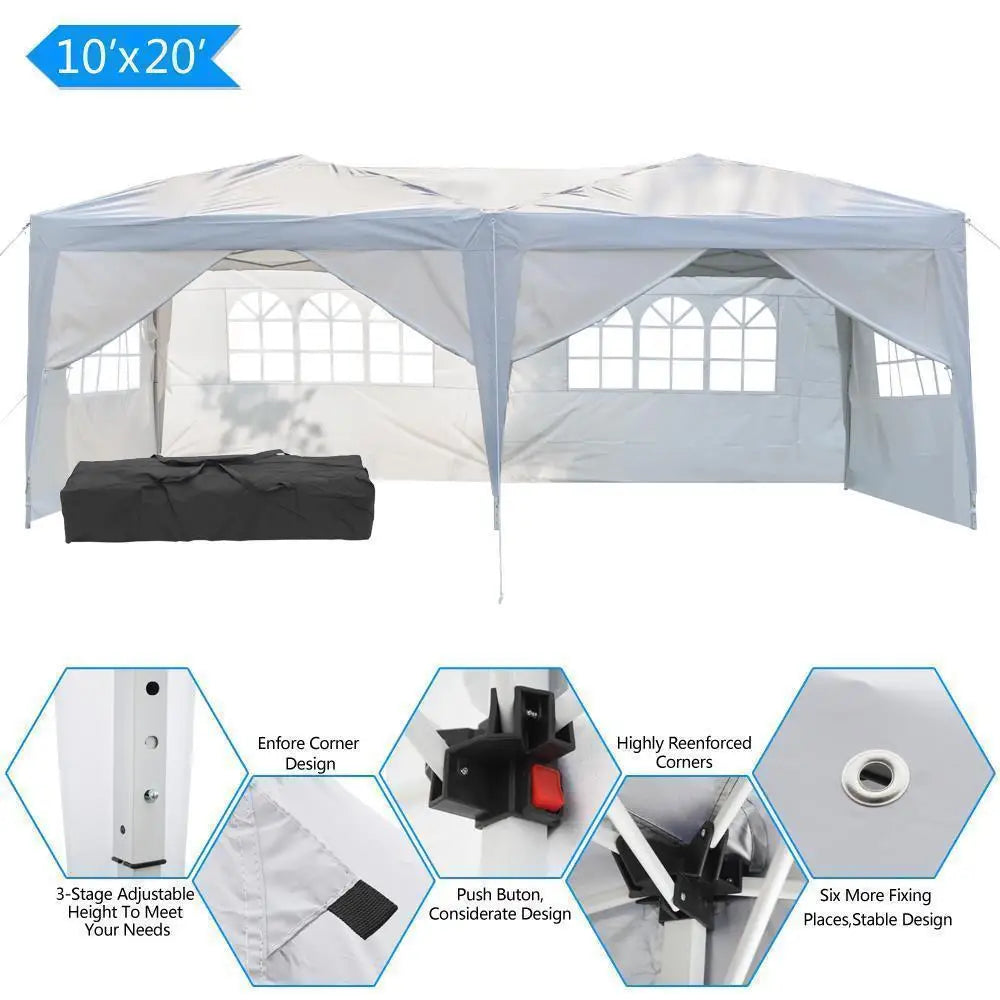 10x20 EZ Pop Up Wedding Party Tent Waterproof Gazebo Canopy Heavy Duty Outdoor Shelter