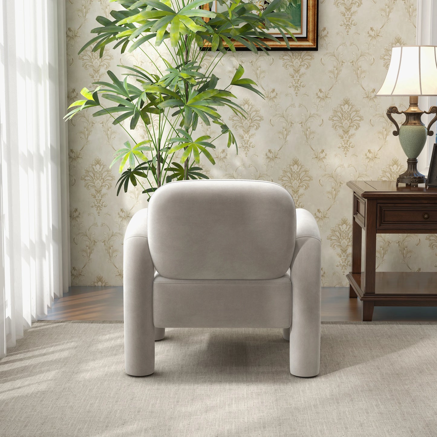 SEYNAR Mid Century Modern Velvet Upholstered Accent Chair