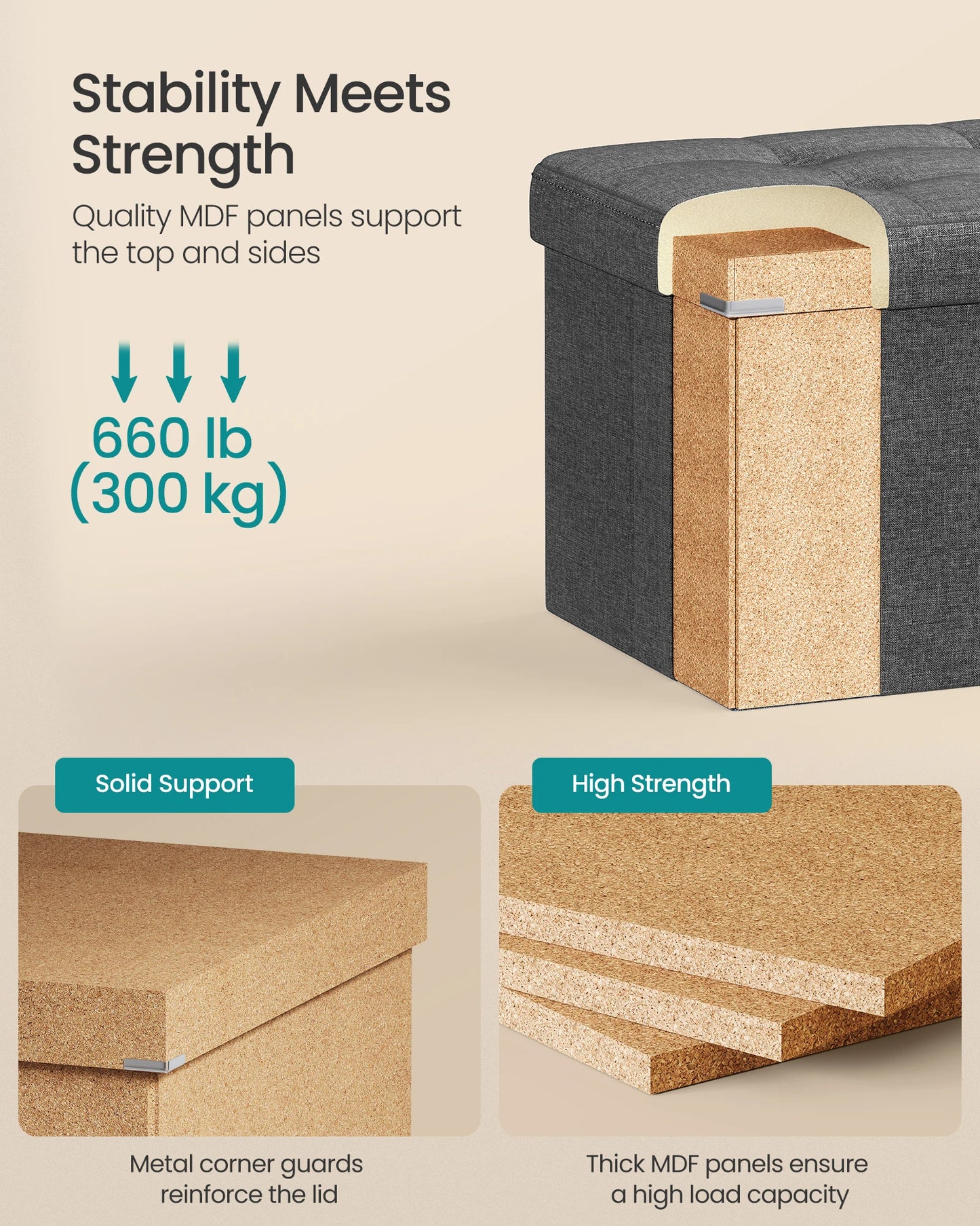 Songmics Mazie Folding Storage Ottoman Bench End Of Bed