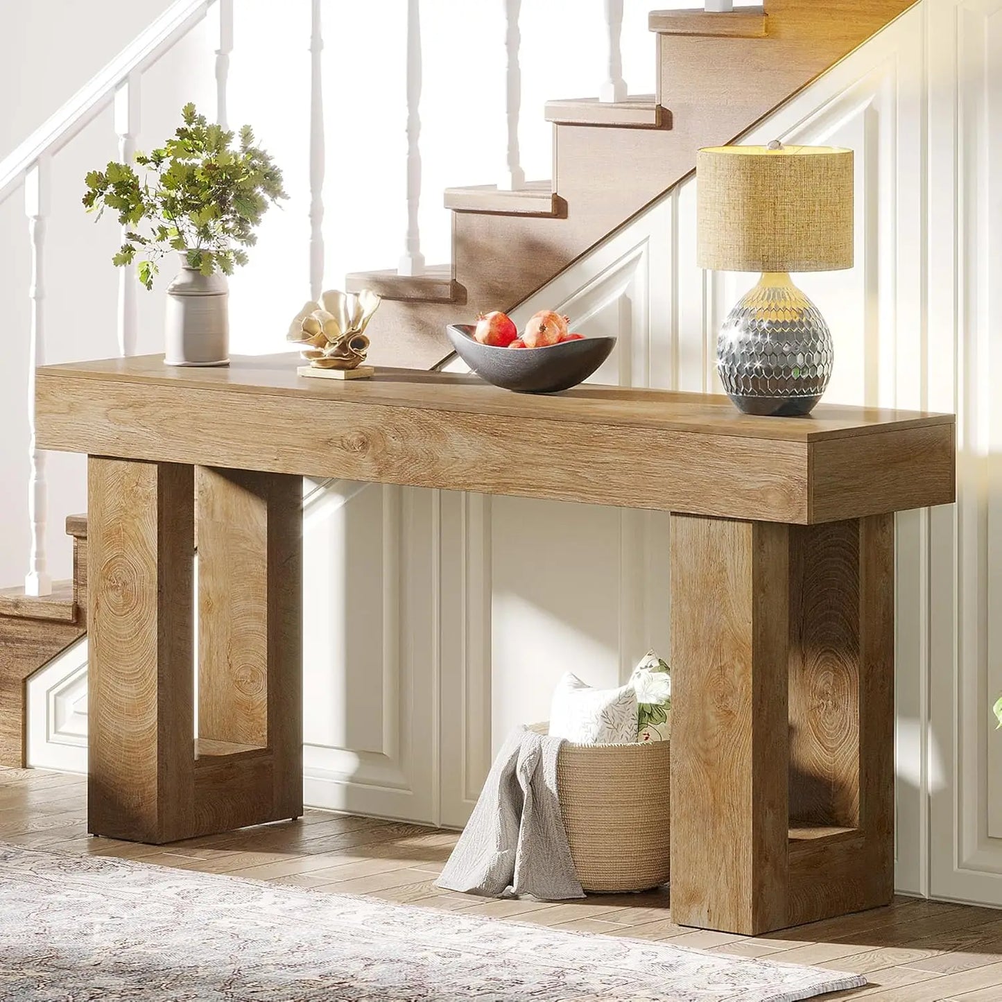 Little Tree Farmhouse Console Table Wooden Entryway Hallway