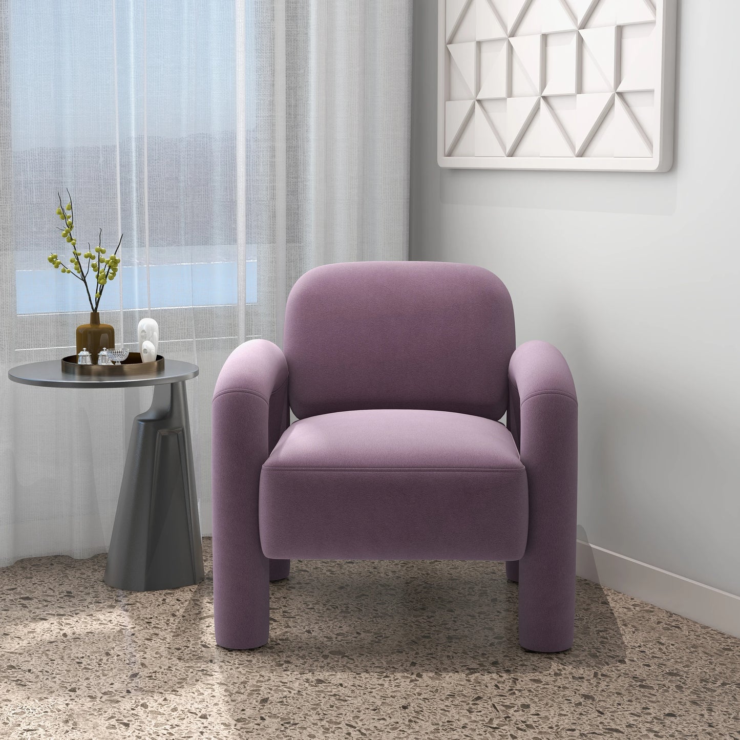 SEYNAR Mid Century Modern Velvet Upholstered Accent Chair