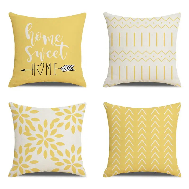 Four Pack Pillow Covers Polyester Cotton For Sofa Decor