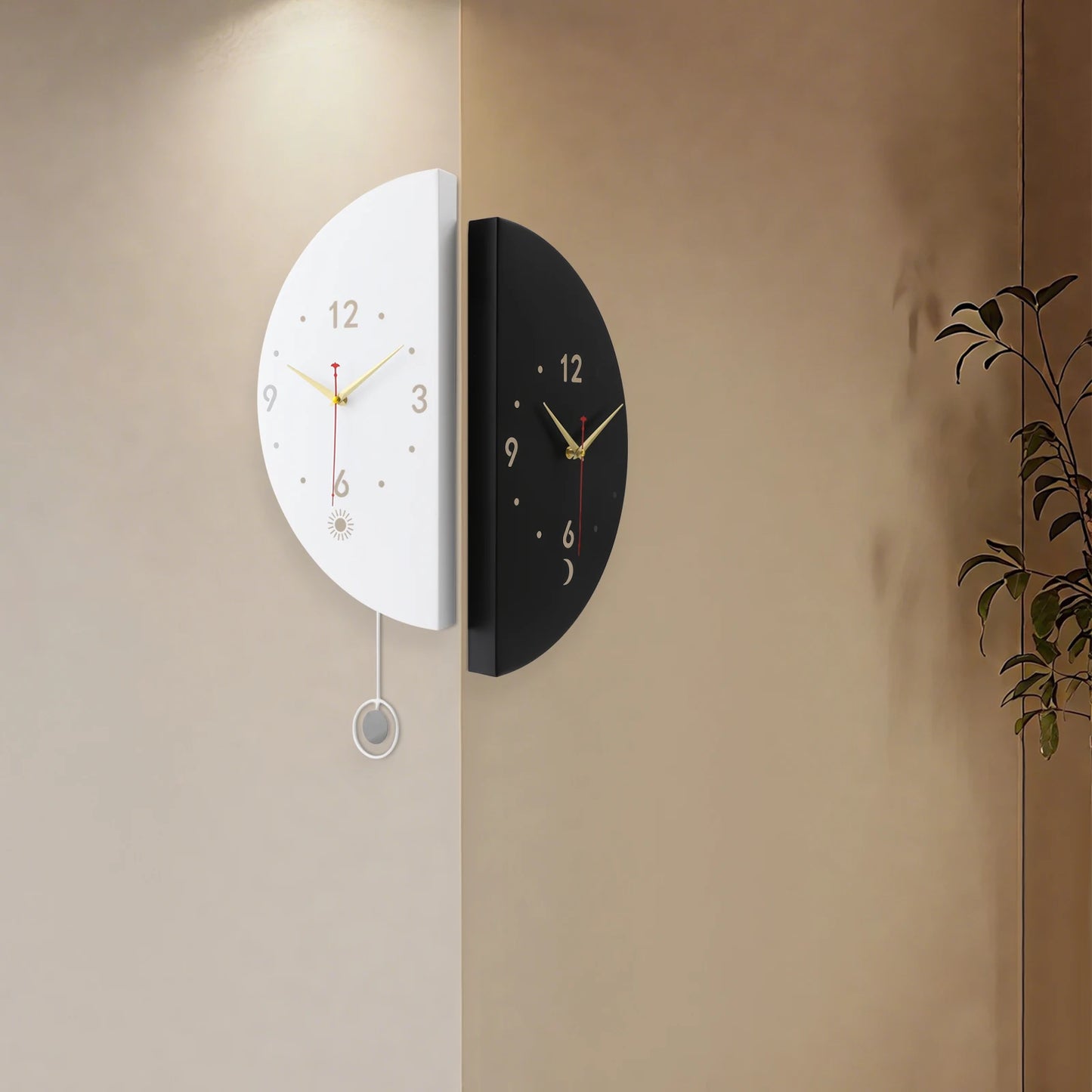 Double Sided Corner Wall Clock Modern Wall Mount Living Room