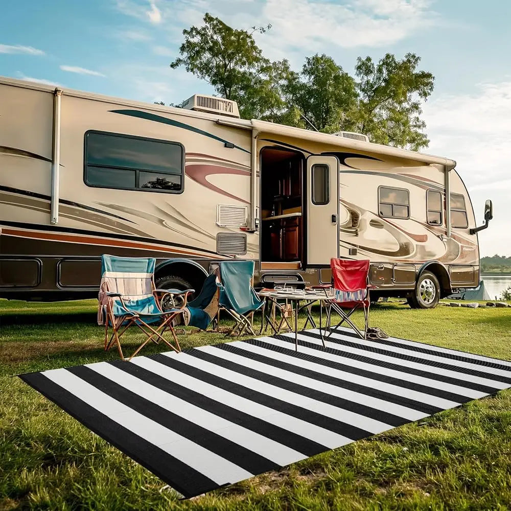 Stricklandhome Outdoor Rug 9 X 12 Feet Reversible Plastic Straw Rug Waterproof Large Outdoor Carpet for Patio and RV