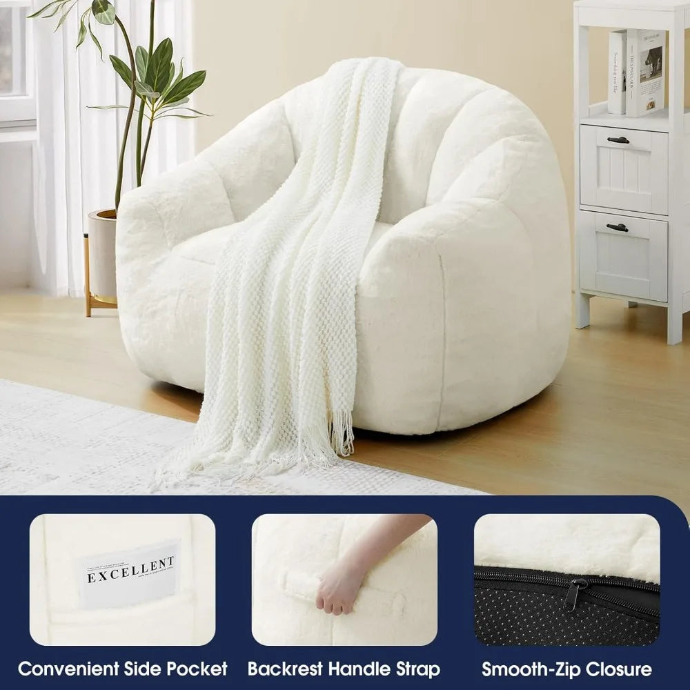 MKDK Shell Shaped Memory Foam Bean Bag Chair Cozy Cushion