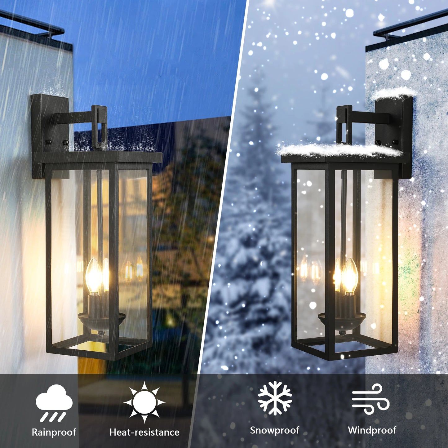 22 Inch Outdoor Wall Lantern with Dusk to Dawn Sensor