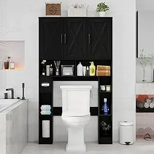 Farmhouse Over Toilet Storage Cabinet Barn Doors Organizer