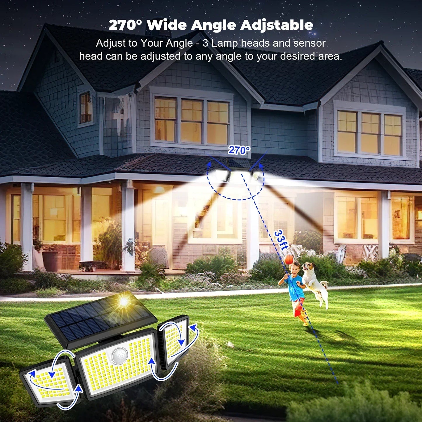 SZRSTH Solar Lights Outdoor - 225LED Motion Sensor Flood Lights