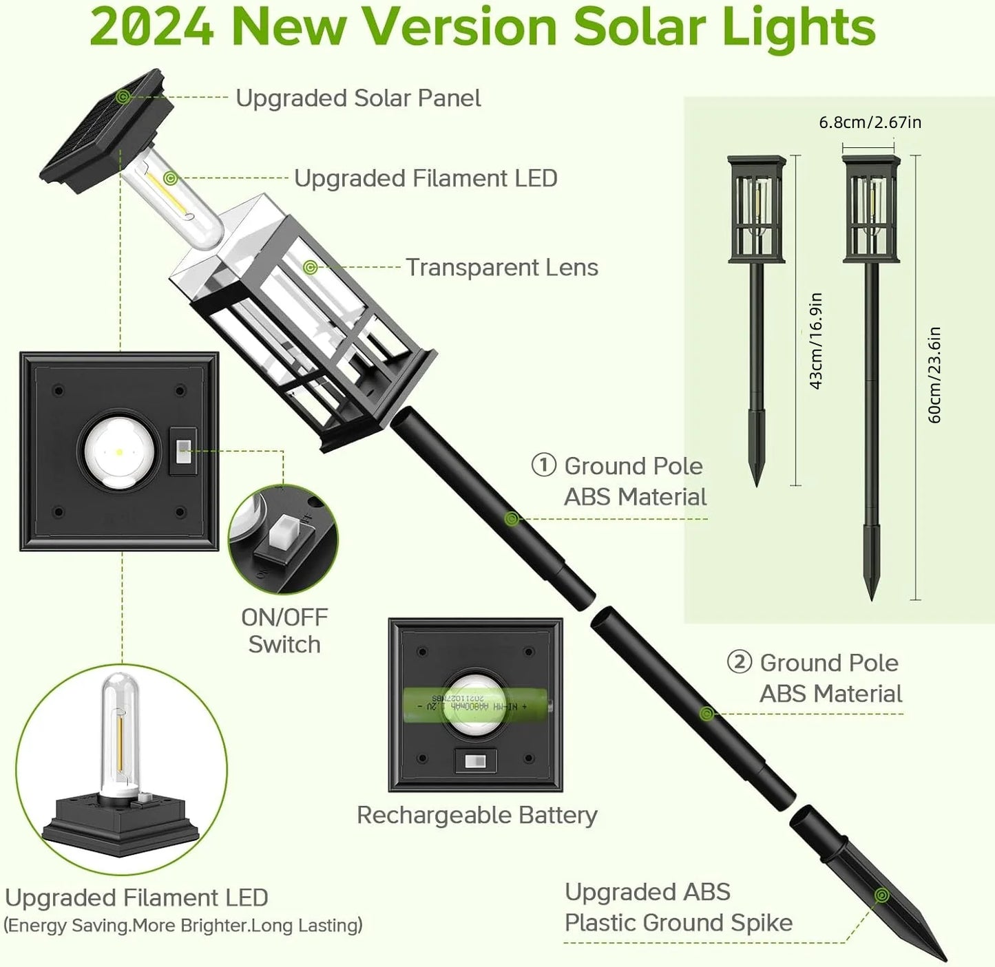 2/6/8 Pack Solar Pathway Lights - Super Bright Outdoor Solar Lights