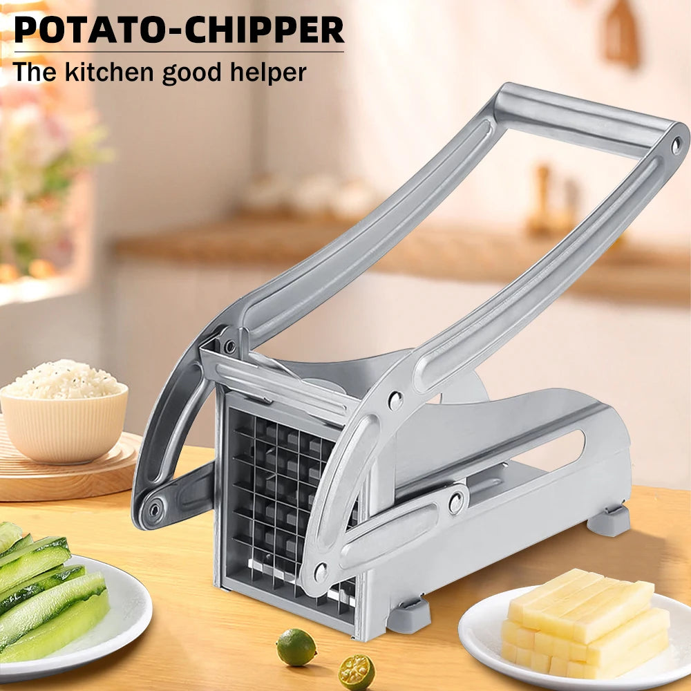 Stainless Steel Manual Potato Chipper with 36/64 Holes Blades for Fast Cutting of Fruits and Vegetables