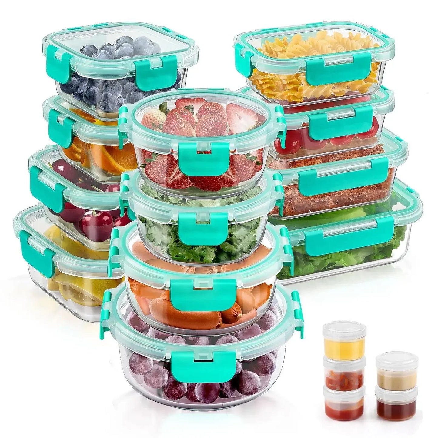 Glass Food Storage Containers with Lids Set, Airtight Meal Prep Containers