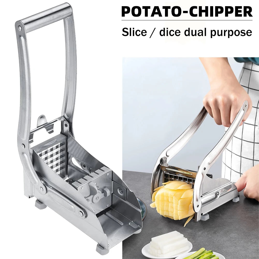Stainless Steel Manual Potato Chipper with 36/64 Holes Blades for Fast Cutting of Fruits and Vegetables