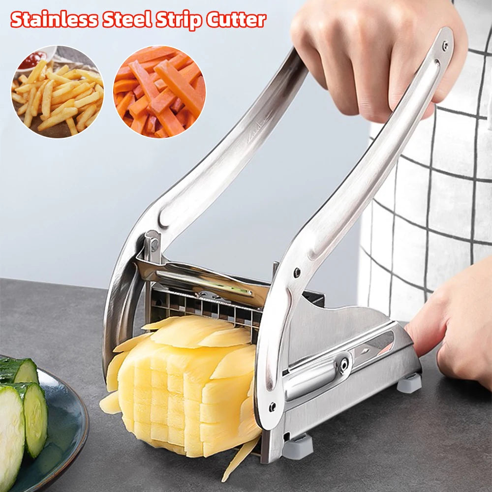 Stainless Steel Manual Potato Chipper with 36/64 Holes Blades for Fast Cutting of Fruits and Vegetables