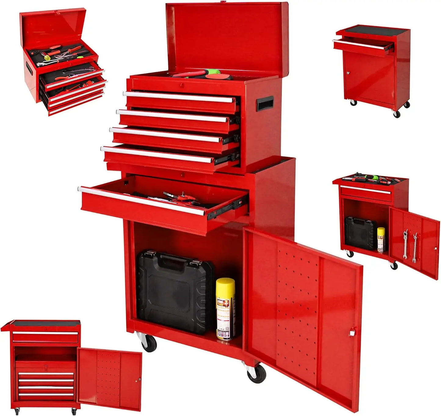 HiMISSH 5 Drawer Rolling Toolbox High Capacity For Garage Workshop